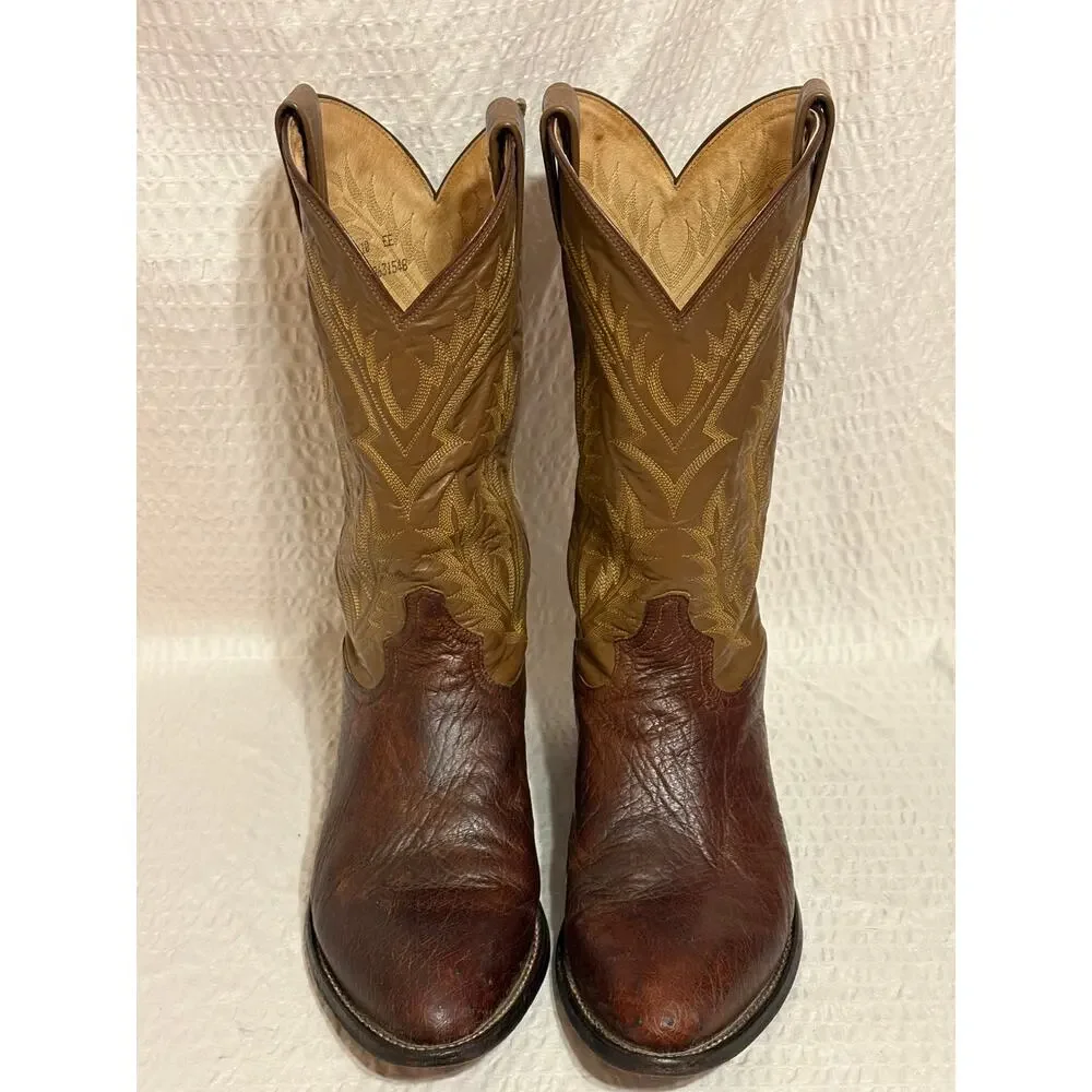 Vintage 80’s Tony Lama Ostrich Leather Western Cowboy Boots Men’s 10EE USA